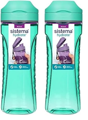 Sistema Hydrate Tritan Swift Wasserflasche | 600 ml | auslaufsichere Wasserflasche | BPA-frei | recycelbar mit TerraCycle® | farblich sortiert (Packung mit 2) von Sistema