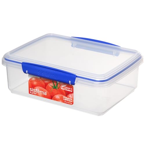 Sistema KLIP IT Frischhaltedose | 2 l | stapelbare und luftdichte Vorratsdose mit Deckel | geeignet für Kühl-/Gefrierschrank | BPA-freier Kunststoff | blaue Clips | 1 Stück Sistema KLIP IT Frischhaltedose | 2 l | stapelbare und luftdichte Vorratsdose mit Deckel | geeignet für Kühl-/Gefrierschrank | BPA-freier Kunststoff | blaue Clips | 1 Stück von Sistema