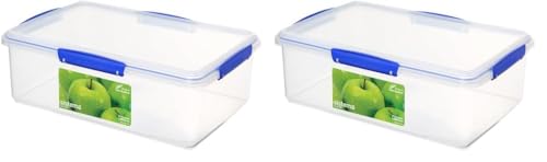 Sistema KLIP IT Frischhaltedose | 7 l | stapelbare und luftdichte Vorratsdose mit Deckel | geeignet für Kühl-/Gefrierschrank | BPA-freier Kunststoff | blaue Clips | 1 Stück (Packung mit 2) von Sistema