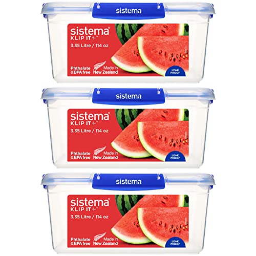 Sistema KLIP IT PLUS Frischhaltedosen Set | 3,35 l | auslaufsichere, stapelbare und luftdichte Vorratsdosen mit Deckel | geeignet für Kühl-/Gefrierschrank | BPA-freier Kunststoff | 3 Stück Sistema KLIP IT PLUS Frischhaltedosen Set | 3,35 l | auslaufsichere, stapelbare und luftdichte Vorratsdosen mit Deckel | geeignet für Kühl-/Gefrierschrank | BPA-freier Kunststoff | 3 Stück von Sistema