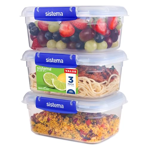 Sistema KLIP IT PLUS Frischhaltedosen Set | 1 l rechteckig | auslaufsichere, stapelbare und luftdichte Vorratsdosen mit Deckel | geeignet für Kühl-/Gefrierschrank | BPA-frei | 3 Stück Sistema KLIP IT PLUS Frischhaltedosen Set | 1 l rechteckig | auslaufsichere, stapelbare und luftdichte Vorratsdosen mit Deckel | geeignet für Kühl-/Gefrierschrank | BPA-frei | 3 Stück von Sistema
