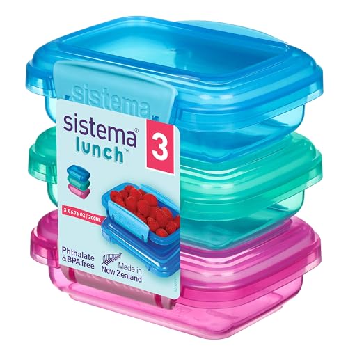 Sistema Lunch Frischhaltedose | 200 ml | kleine Snackboxen | BPA-freier Kunststoff | gemischte Farben | 3 Stück von Sistema