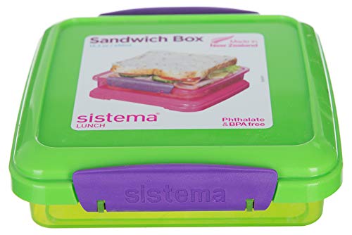 Sistema Lunch TO GO Brotdose Sandwichbox | 450 ml | stapelbare Lunchbox mit auslaufsicherem Deckel | für Kinder & Erwachsene | BPA-frei | Gemischte Farben (nicht auswählbar) von Sistema