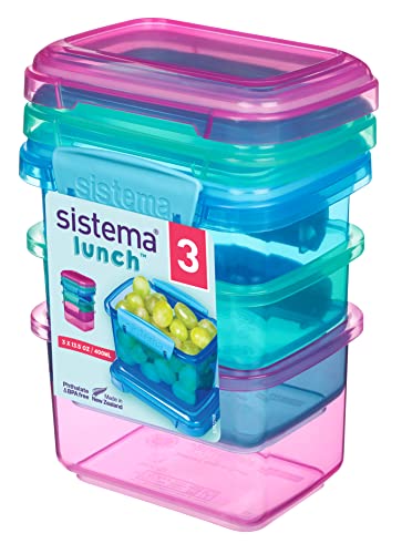 Sistema Lunchbox Frischhaltedose | 400 ml | kleine Snack-Boxen | BPA-freier Kunststoff | verschiedene Farben | 3 Stück von Sistema