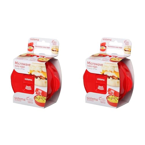 Sistema Microwave Easy Eggs Eierkocher, 270 ml, rot (Packung mit 2) von Sistema