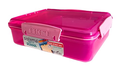 Sistema Snack Attack Duo Brotdose Kinder mit Fächern | 975 ml | BPA-frei | Gemischte Farben (nicht auswählbar) [41482] von Sistema