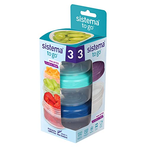 Sistema Snack Pots Mini Bites TO GO Frischhaltedosen, 130 ml, stapelbare Snack-Boxen mit Deckel, BPA-frei, 3 Stück Sistema Snack Pots Mini Bites TO GO Frischhaltedosen, 130 ml, stapelbare Snack-Boxen mit Deckel, BPA-frei, 3 Stück von Sistema