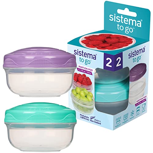 Sistema Snack Pots to GO | 210 ml | Stapelbare Snackboxen mit Deckel | BPA-frei | gemischte Farben | 2 Stück Sistema Snack Pots to GO | 210 ml | Stapelbare Snackboxen mit Deckel | BPA-frei | gemischte Farben | 2 Stück von Sistema
