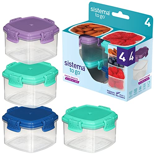 Sistema To Go Knick Knack Frischhaltedosen | 62 ml | stapelbare Snack-Boxen mit Deckel | Gemischte Farben | 4 Stück Sistema To Go Knick Knack Frischhaltedosen | 62 ml | stapelbare Snack-Boxen mit Deckel | Gemischte Farben | 4 Stück von Sistema