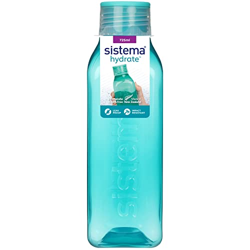 Sistema Wasserflasche, quadratisch | 725 ml | BPA-freie Wasserflasche | dicht schließender Deckel | griffsichere Form | farblich sortiert von Sistema