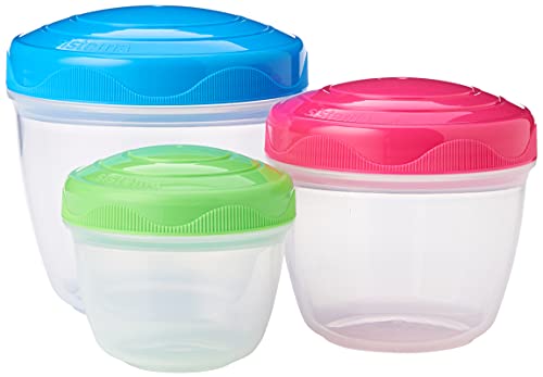 Sistema TO GO Snack 'n' Nest Frischhaltedosen Set | 150 ml, 305 ml, 520 ml | kleine ineinander stapelbare Vorratsdosen | BPA-frei | Gemischte Farben | 3 Stück von Sistema