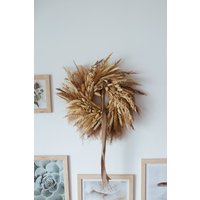 Boho Kranz, Trockenblumen Pampasgras Eco Wandbehang, Türkranz von SistersGardenStore