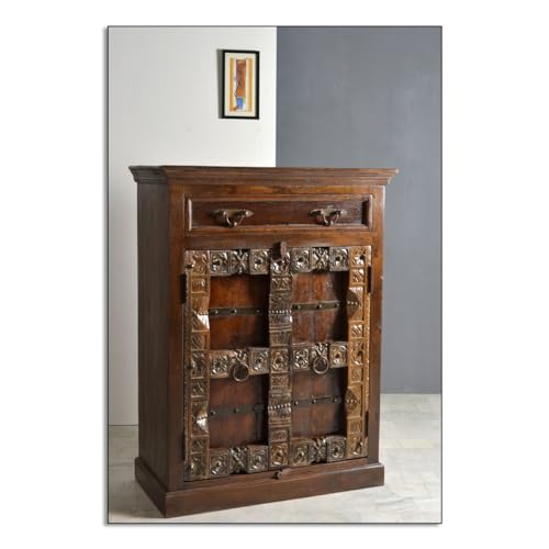 SIT-Möbel Almirah 5169-30 koloniale Hochkommode, zwei Türen & 1 Schublade, recyceltes Holz, 90x45x120 cm von Sit Möbel