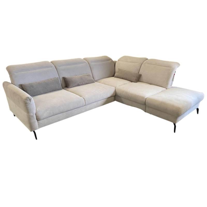 Ecksofa Breda Cord Stoff Rebbit Silver Silber Füße Schwarz Matt Inklusive Verste... von Sit & More