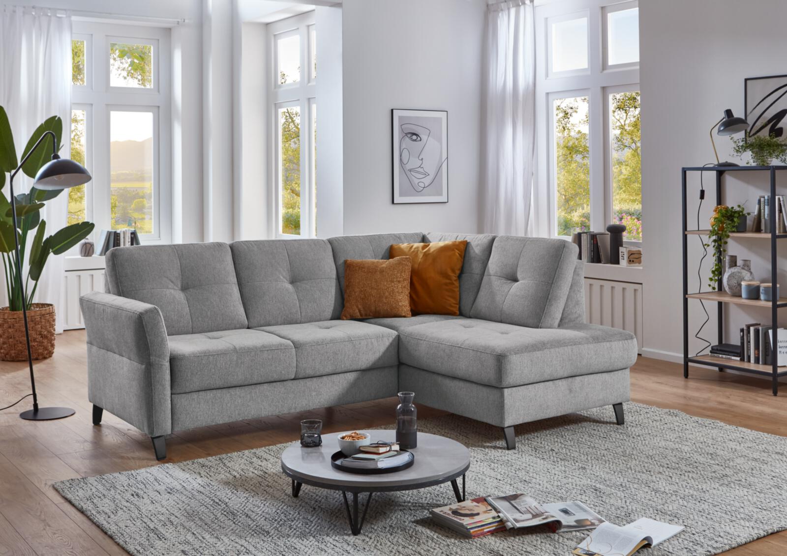 Sit & More Polstergruppe VARESE in Stoff Orlean grau 8202 von Sit & More