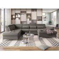 sit&more Wohnlandschaft "Cabrio U-Form, mit Sitztiefenverstellung, Arm- und Kopfteilverstellung", 3 Nierenkissen, Federkern, optional Bettfunktion und Stauraum von Sit & More