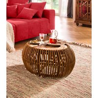 SIT Couchtisch "Rattan Vintage" Maße (B/T/H): 80/80/40 cm, Shabby Chic, Vintage von SIT