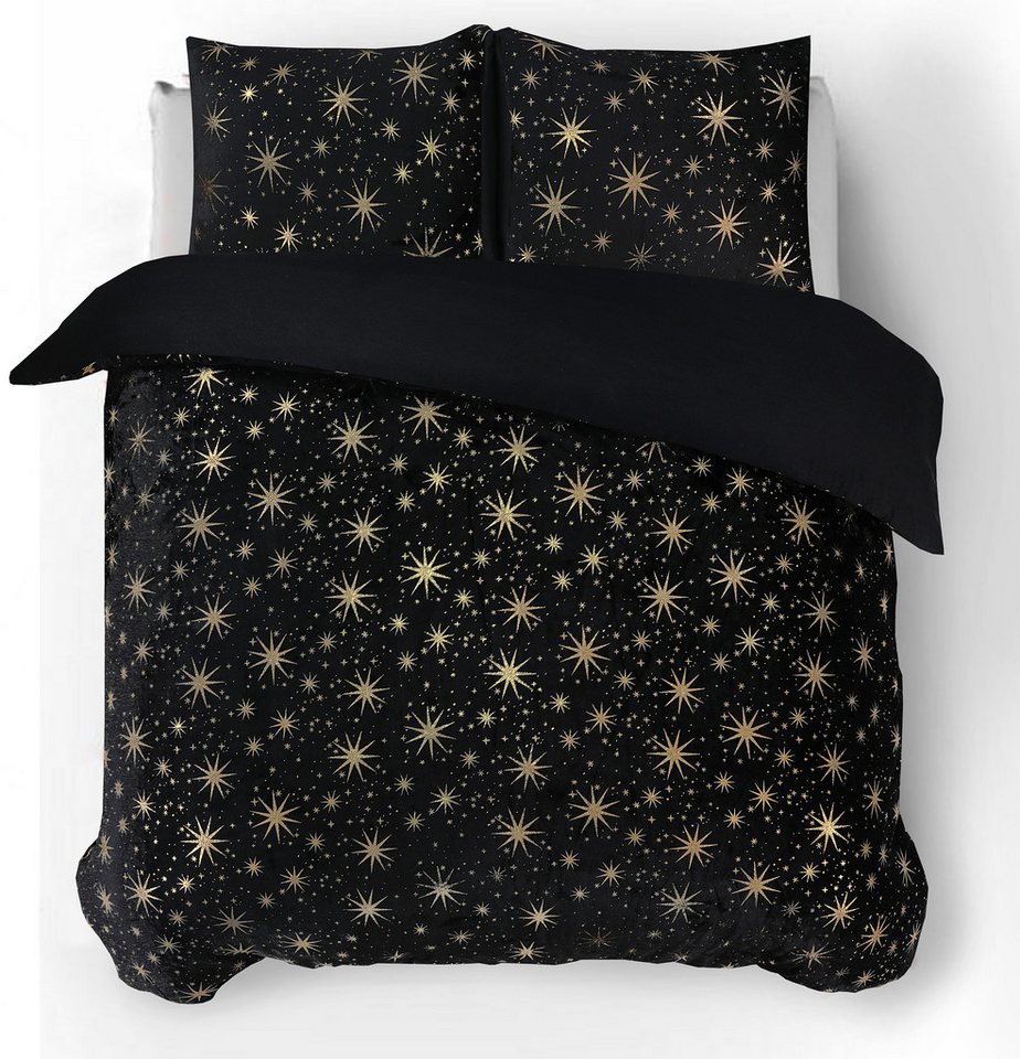 Sitheim-Europe Bettwäsche Bettwäsche Set - Glamour Flanell Sterne Folie Schwarz, 2 teilig Sitheim-Europe Bettwäsche Bettwäsche Set - Glamour Flanell Sterne Folie Schwarz, 2 teilig von Sitheim-Europe