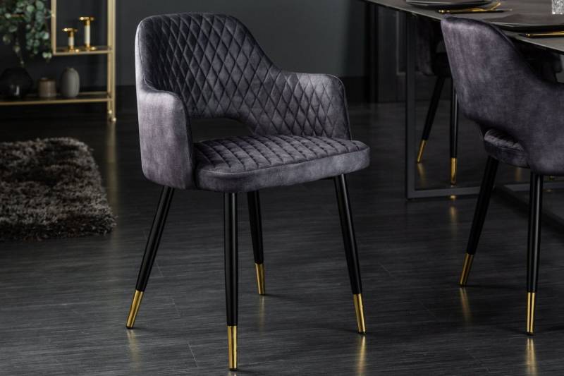 Sitheim-Europe Bettwäsche PARIS Moderner Design Stuhl Samt Ziersteppung und goldene Fußkappen, Samt Ziersteppung und goldene Fußkappen von Sitheim-Europe