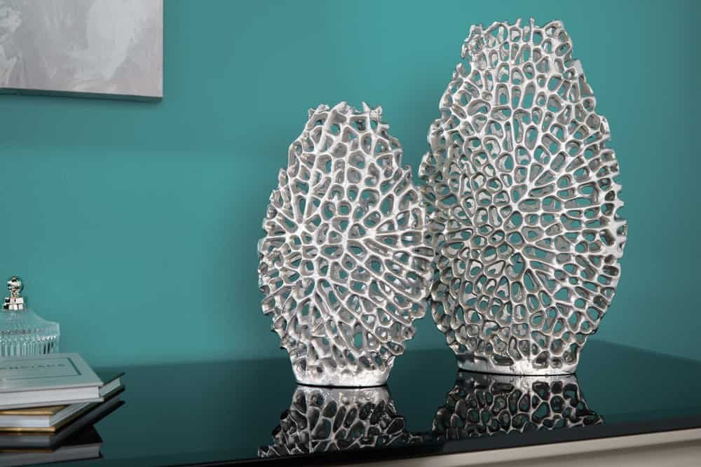 Sitheim-Europe Dekovase ABSTRACT LEAF Filigranes Vasen 2er Set 40cm silber Metall (2 St) von Sitheim-Europe