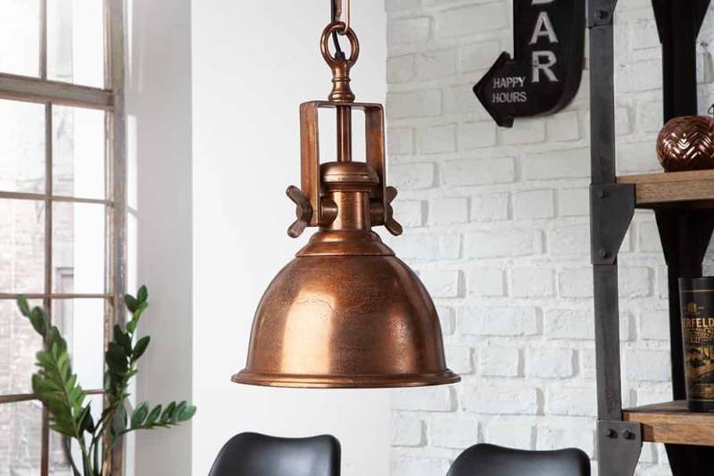 Sitheim-Europe Hängeleuchte INDUSTRIAL Design Hängelampe 45cm kupfer geflammt Industrial Stil, LED wechselbar von Sitheim-Europe