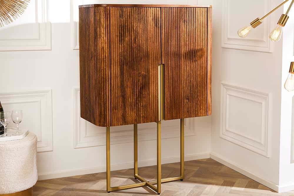 Sitheim-Europe Highboard Design Highboard GATSBY 125cm braun mattgold Mangoholz (1 St) von Sitheim-Europe