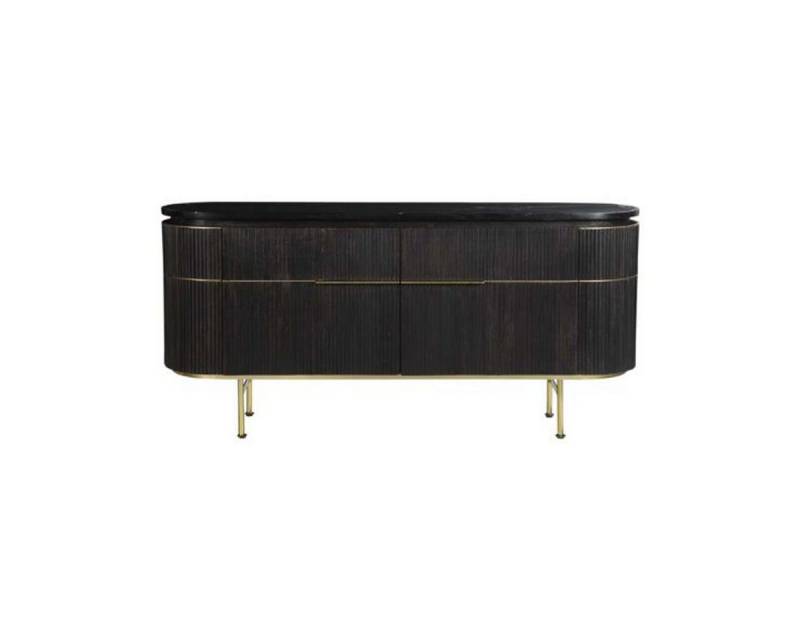 Sitheim-Europe Sideboard ELITE Massives Sideboard 160 cm Schwarz Mangoholz Metallfüße Messing (1 St), Metallfüße mit hochwertiger Messingveredelung von Sitheim-Europe
