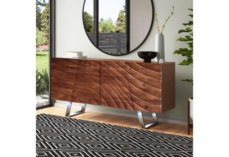 Sitheim-Europe Sideboard WAVES Massives Sideboard Akazienholz - Handgefertigter aufwendige 3D, Die aufwändige 3D-Oberfläche wird in sorgfältiger Handarbeit gefertigt von Sitheim-Europe