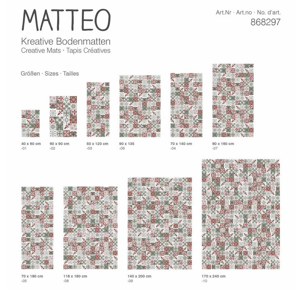 Vinylteppich Vinyl Teppich MATTEO Mosaik, Sitheim-Europe, rechteckig, Höhe: 2,2 mm, Viele verschiedene Größen, reißfest, formstabil, rutschfest, lichtecht, wasserdicht von Sitheim-Europe