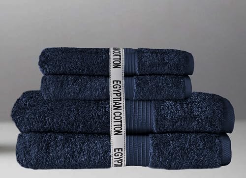 Handtuch Set Giza LINE Handtücher aus 100% ägyptischer Baumwolle 4-teiliges (Navy) von Sitheim