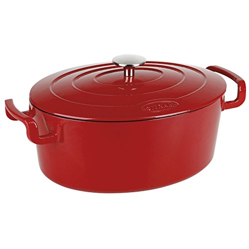 Sitram 711088-Bräter, oval, Gusseisen, Schwarz/Rot, 5 L von Sitram