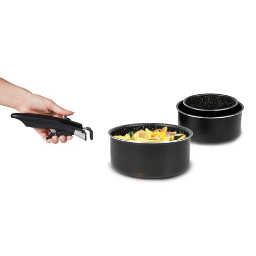 Sitram 713493 3-teiliges Set mit 3 Stieltöpfen aus gepresstem Aluminium, Ø 16/18/20 cm – Antihaftbeschichtung ohne PFOA – Innenseite Steinoptik – abnehmbarer Griff – für alle Herde, auch Induktion Sitram 713493 3-teiliges Set mit 3 Stieltöpfen aus gepresstem Aluminium, Ø 16/18/20 cm – Antihaftbeschichtung ohne PFOA – Innenseite Steinoptik – abnehmbarer Griff – für alle Herde, auch Induktion von Sitram