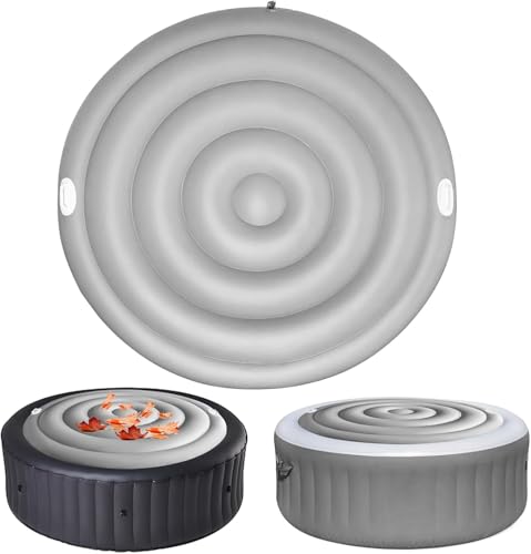 Aufblasbare Whirlpool-Abdeckung, Ersatz-Energiespardeckel für Whirlpool, Outdoor-Whirlpool-Deckelschutz, faltbar, winddicht, Regenüberlaufabdeckung für SaluSpa Coleman Spa (1,6 m-Griff, grau) von Sitroasho