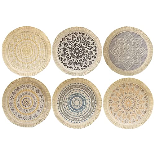 Sits Tischsets Rund Abwaschbar 6er Set Platzset Baumwolle Waschbar Boho Gewebte Untersetzer Napfunterlage mit Quaste für Runden Gartentisch Draußen Hochzeit Fotos Weihnachten (Color : B 33cm), Klein von Sits