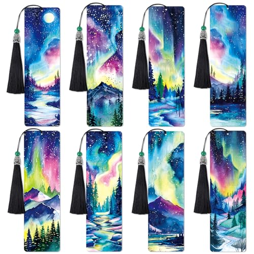 Sitsink Aurora Diamond Art Lesezeichen – 8 Stück Diamantmalerei Lesezeichen Nordpolarlichter Thema Edelstein Kunst Strass Bastelset für Erwachsene Frauen Weihnachtsgeschenk von Sitsink