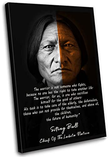 Sitting Bull Poster Retro American Native Wall Art Indian Chief Poster Gerahmte Leinwand Inspirierende Zitate Wandkunst Native Blood Poster Bilder für Wohnzimmer von Sitting Bull