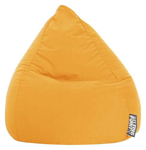 SITTING POINT only by MAGMA BeanBag Easy L Indoor Sitzsack, Lounge Sitzkissen, 70x90cm, Made in Germany, Waschbar, Sessel für Kinder & Erwachsene, gelb von SITTING POINT only by MAGMA