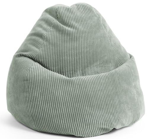 Sitting Point by Magma BeanBag Shara XL Sitzsack aus Flauschcord - 70x110cm, Hülle waschbar, Salbei, Oeko-TEX®-Zertifiziert Sitting Point by Magma BeanBag Shara XL Sitzsack aus Flauschcord - 70x110cm, Hülle waschbar, Salbei, Oeko-TEX®-Zertifiziert von SITTING POINT only by MAGMA