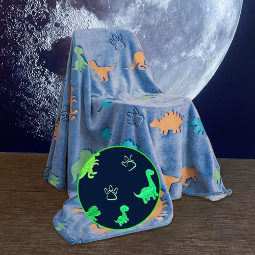 Situhaonan Dinosaurier Decke Leuchtend Im Dunkeln Geschenke Jungs Kinder Kuscheldecke Geschenkideen 3 4 5 6 7 8 9 10 11 12 Jahre Geburtsta üBerwurfdecke Fleecedecke von Situhaonan