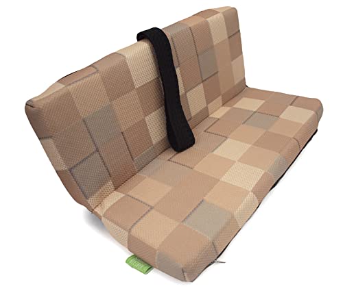 Sitzen BLEIBER Klappkissen für unterwegs Outdoor Stadionkissen Karo beige Sitzkissen klappbar 37x28 cm waschbar Antirutsch von Sitzen BLEIBER