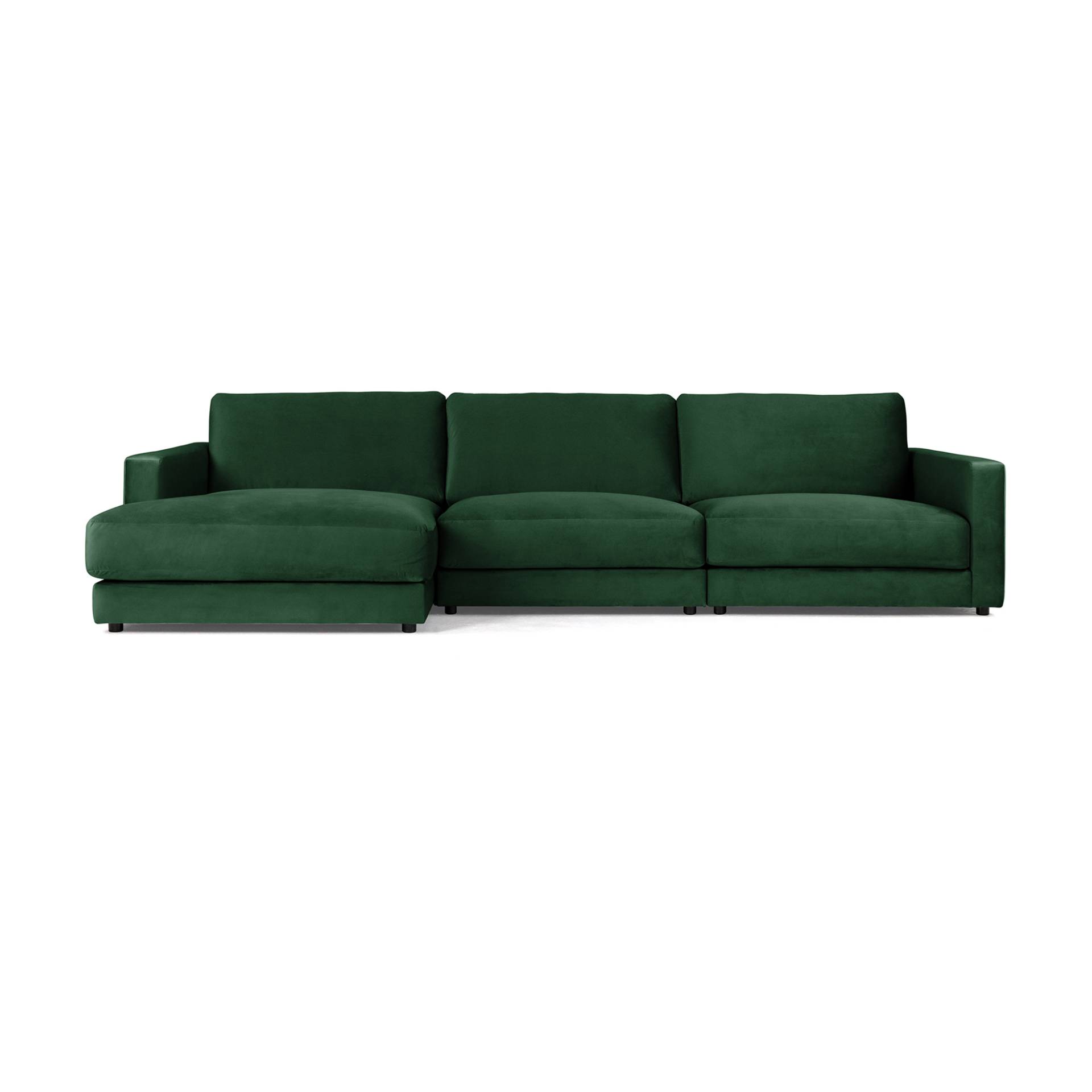 Sitzfeldt - Panama Sofa Chaiselounge links 331x170x82cm - grün/Samt Riviera Davis 38/LxBxH 331x170x82cm von Sitzfeldt
