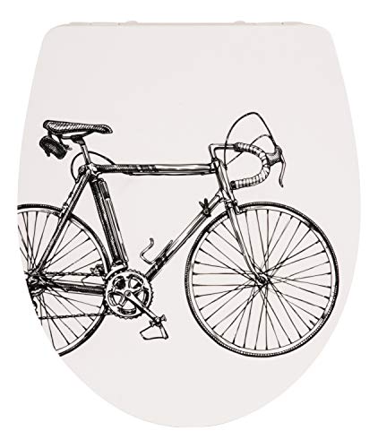 SITZPLATZ® WC-Sitz mit Absenkautomatik, Dekor Bicycle, hochwertiger Duroplast Toilettensitz, Fast-Fix Schnellbefestigung, abnehmbar, WC-Deckel, ovale Standard O-Form universal, 40718 2 von Sitzplatz