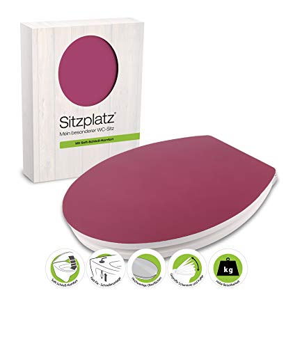 SITZPLATZ® WC-Sitz mit Absenkautomatik, buntes Dekor Acino, Gloss Toilettensitz mit Holzkern, Fast-Fix Schnellbefestigung, Standard O Form oval, Metallscharnier, Toilettendeckel glänzend, 40335 1 von Sitzplatz