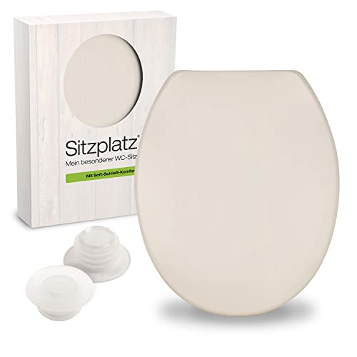 SITZPLATZ® WC-Sitz mit Absenkautomatik Siena | Toilettendeckel Pergamon | Duroplast antibakteriell | Metallscharnier | Fast-Fix | O-Form | 2 WC-Sitz-Hülsen transparent | Wackelfrei | 8 mm | 41586 6 von Sitzplatz