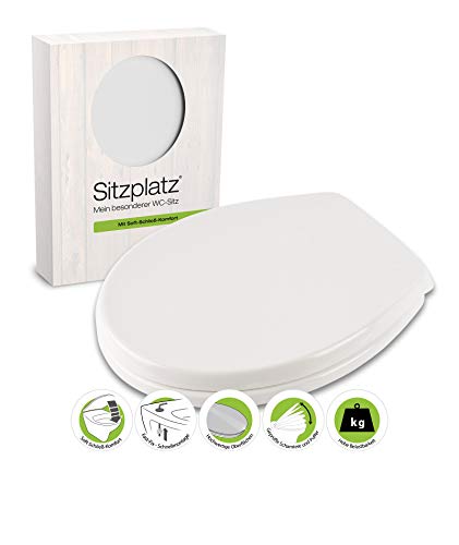 SITZPLATZ WC-Sitz mit Absenkautomatik Piolo, Weiß, antibakterieller Duroplast Toilettensitz mit Fast-Fix Schnellbefestigung, WC-Deckel in ovaler Standard O-Form universal, mit Soft-Close, 40039 8 SITZPLATZ WC-Sitz mit Absenkautomatik Piolo, Weiß, antibakterieller Duroplast Toilettensitz mit Fast-Fix Schnellbefestigung, WC-Deckel in ovaler Standard O-Form universal, mit Soft-Close, 40039 8 von Sitzplatz