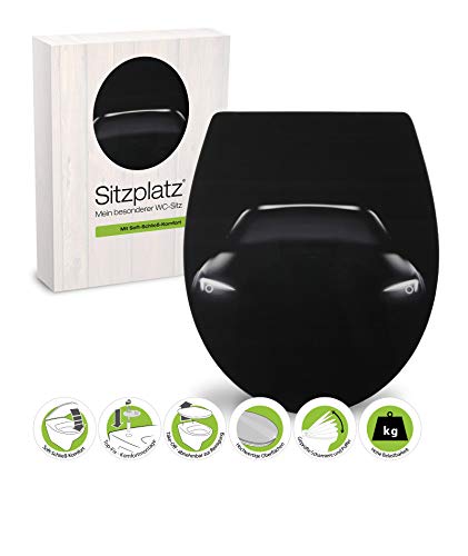 SITZPLATZ® WC-Sitz mit Absenkautomatik, Dekor La Bestia Negra, High Gloss Toilettendeckel, antibakterieller Duroplast, abnehmbar, Befestigung von oben, Standard O Form, Metallscharnier, 40372 6 von Sitzplatz