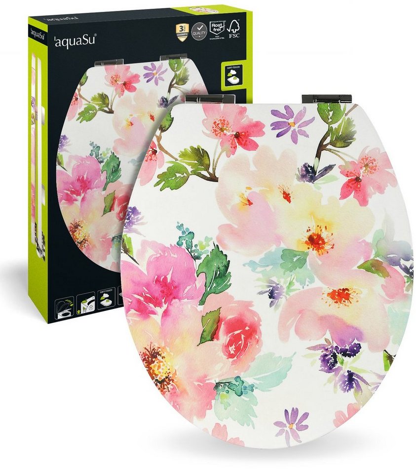 Sitzplatz WC-Sitz Blumen Dekor, Motiv Gerbera, Holzkern, Absenkautomatik, Soft-Touch, 406659 von Sitzplatz