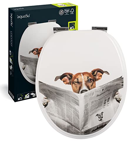 aquaSu® WC-Sitz mit Absenkautomatik, lustiges Dekor Lesestoff, Toilettensitz mit Holz-Kern & Fast Fix Schnellbefestigung, universale O Form, mit Metallscharnieren, Toilettendeckel witzig, 40264 4 aquaSu® WC-Sitz mit Absenkautomatik, lustiges Dekor Lesestoff, Toilettensitz mit Holz-Kern & Fast Fix Schnellbefestigung, universale O Form, mit Metallscharnieren, Toilettendeckel witzig, 40264 4 von aquaSu