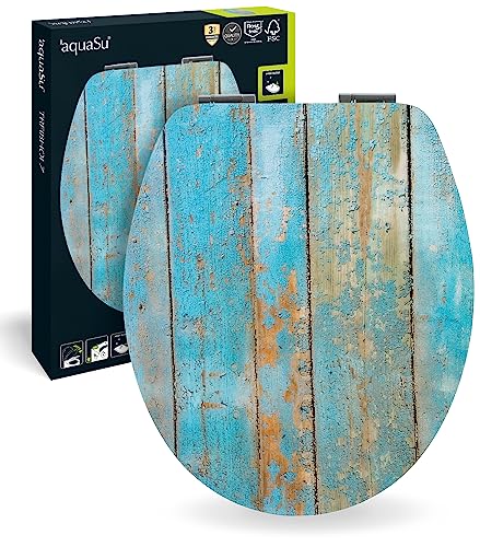 aquaSu® WC-Sitz mit Absenkautomatik, Dekor Treibholz, High-Gloss Toilettensitz mit Holzkern, Fast-Fix Schnellbefestigung, Standard O Form universal, Toilettendeckel glänzend, 40193 7 aquaSu® WC-Sitz mit Absenkautomatik, Dekor Treibholz, High-Gloss Toilettensitz mit Holzkern, Fast-Fix Schnellbefestigung, Standard O Form universal, Toilettendeckel glänzend, 40193 7 von aquaSu