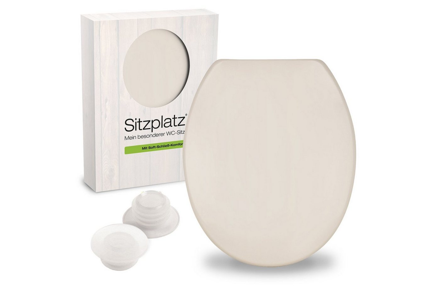 Sitzplatz WC-Sitz Siena, Pergamon, Duroplast, Absenkautomatik, mit WC-Hülsen, 415866 von Sitzplatz